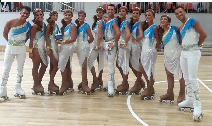 Francesca Ciani Passeri con il suo team ai Roller Games di Nanchino