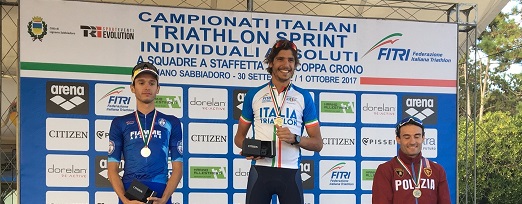 Il podio del triathlon sprint a Lignano