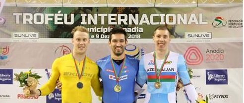 Francesco Ceci sul podio del Keirin al GP di Anadia