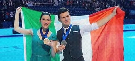 Charl&egrave;ne Guignard e Marco Fabbri, bronzo nella danza a Minsk