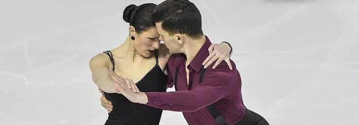Charl&egrave;ne Guignard e Marco Fabbri sul ghiaccio (foto Barbieri)