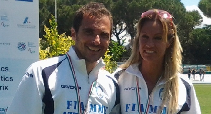 Annalisa Minetti con la "guida" Stefano Ciallella sul podio