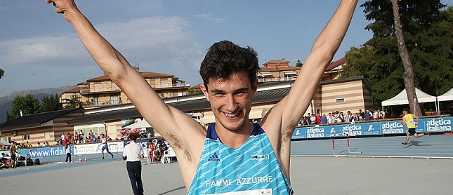 L'esultanza di Stefano Sottile, 2.30 nell'alto a Rieti