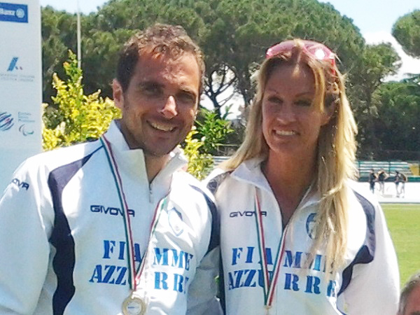 Annalisa Minetti con la "guida" Stefano Ciallella sul podio